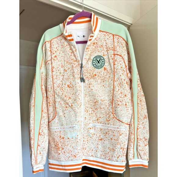 Puma x Daily Paper Cricket Jacket Long Sleeve L White Orange Green Logo Pattern - Picture 3 of 15